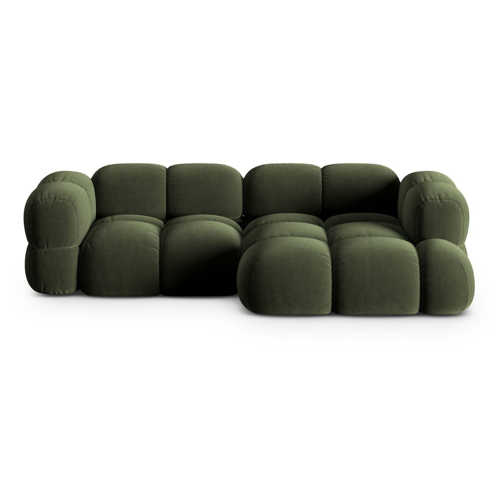 Zöld bársony sarokkanapé (jobb oldali-heverő résszel) Loretto – Cosmopolitan Design