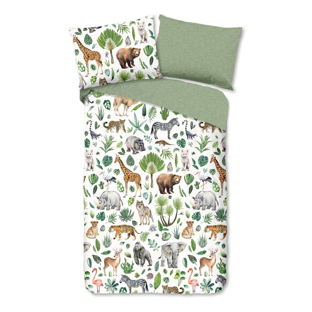 Zöld egyszemélyes pamut gyerek ágyneműhuzat 140x200 cm Samba – Good Morning