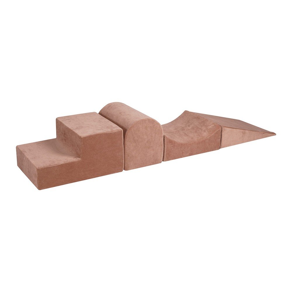 Bézs bársony habszivacs játszótér 4 db-os magasság 30 cm 45x193 cm Montessori – Meowbaby