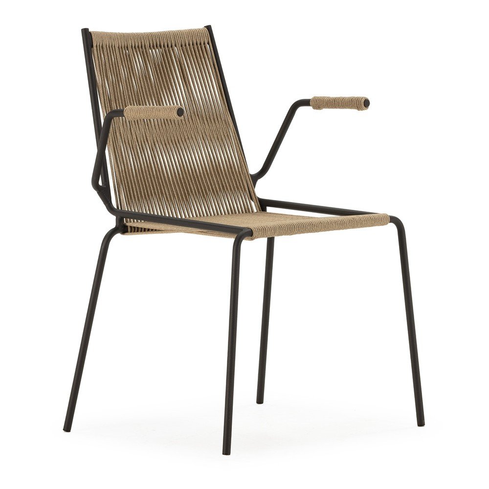 Bézs fém karfás-rakásolható étkezőszék szett 2 db-os Emily – Marckeric