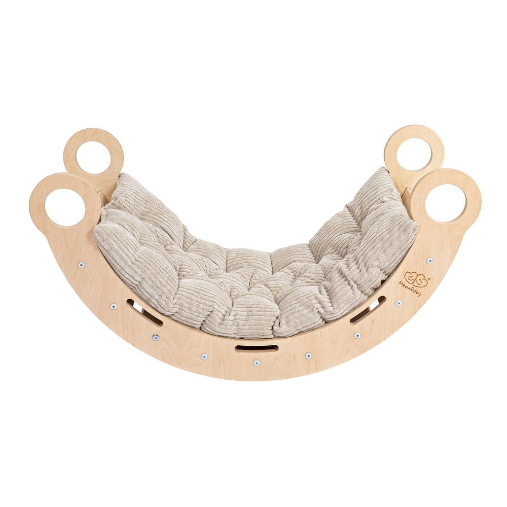 Bézs-natúr színű borovi fenyő hinta 39x75x38 cm Montessori – Meowbaby