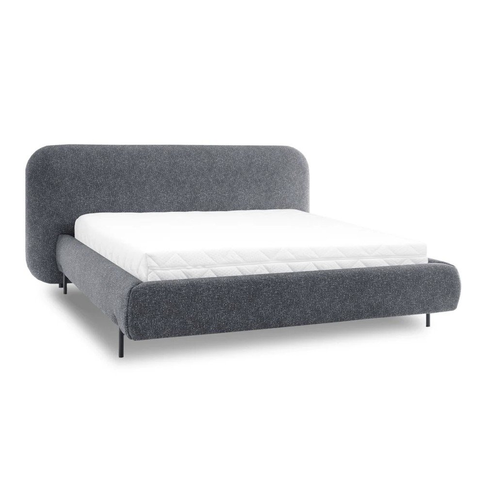 Kék kárpitozott ágyneműtartós franciaágy ágyráccsal 140x200 cm Pointt – ELTAP