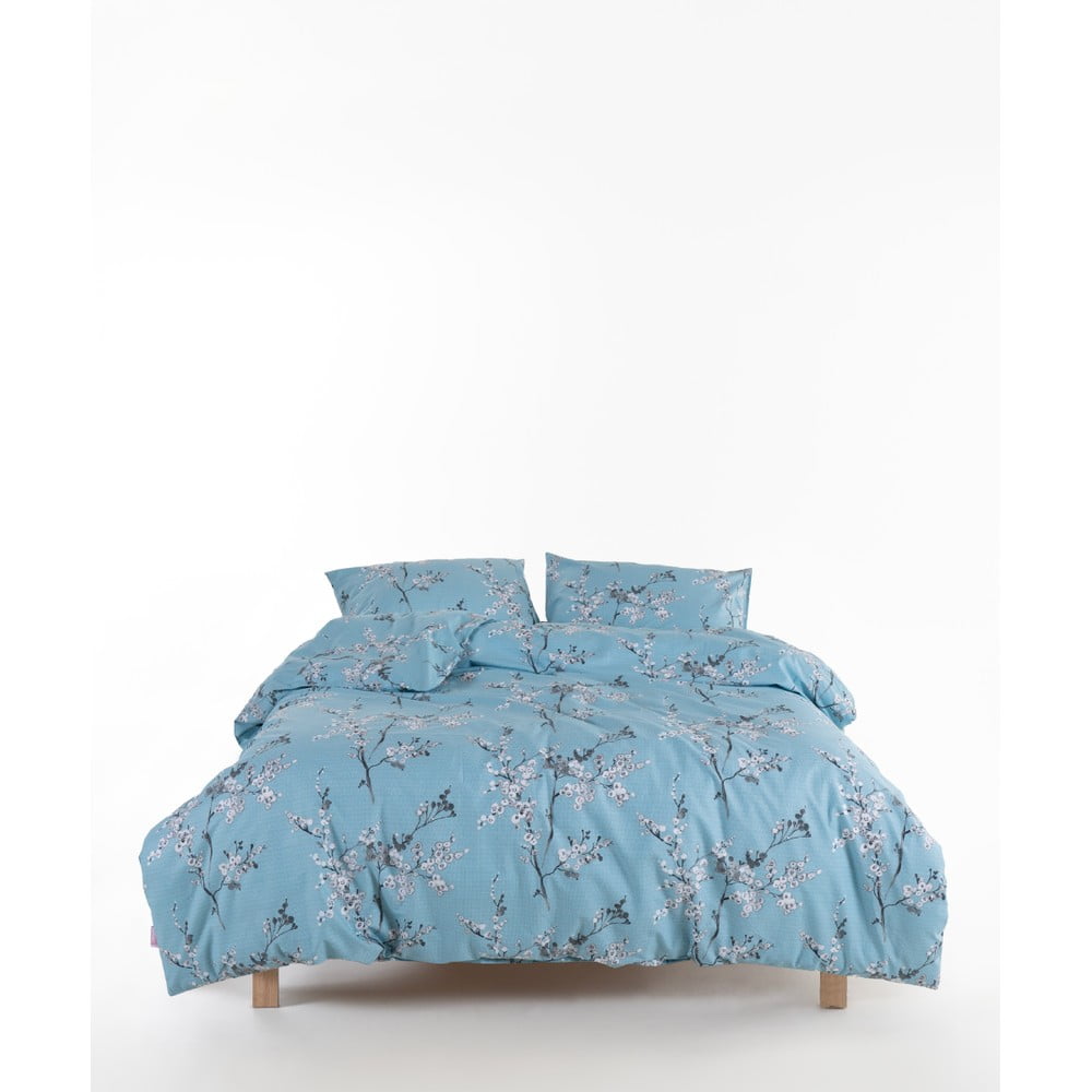 Kék kétszemélyes-hosszabbított renforcé pamut ágyneműhuzat 240x220 cm Blue Floral – Mila Home Luxury