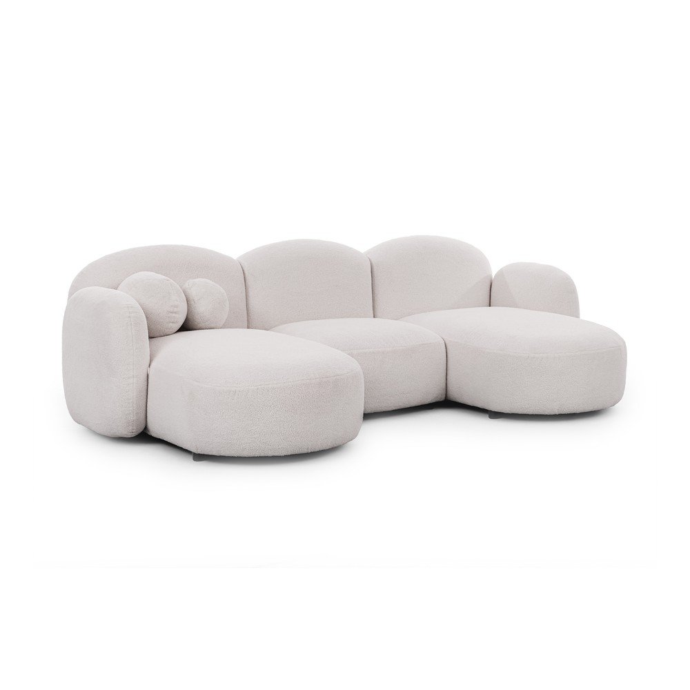 Krémszínű buklé (U alakú) sarokkanapé Orbit – Ropez