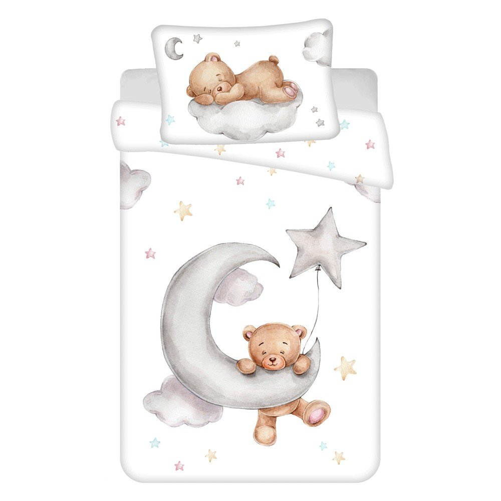 Pamut gyerek ágyneműhuzat babaágyhoz 100x135 cm Teddy "Moon" – Jerry Fabrics