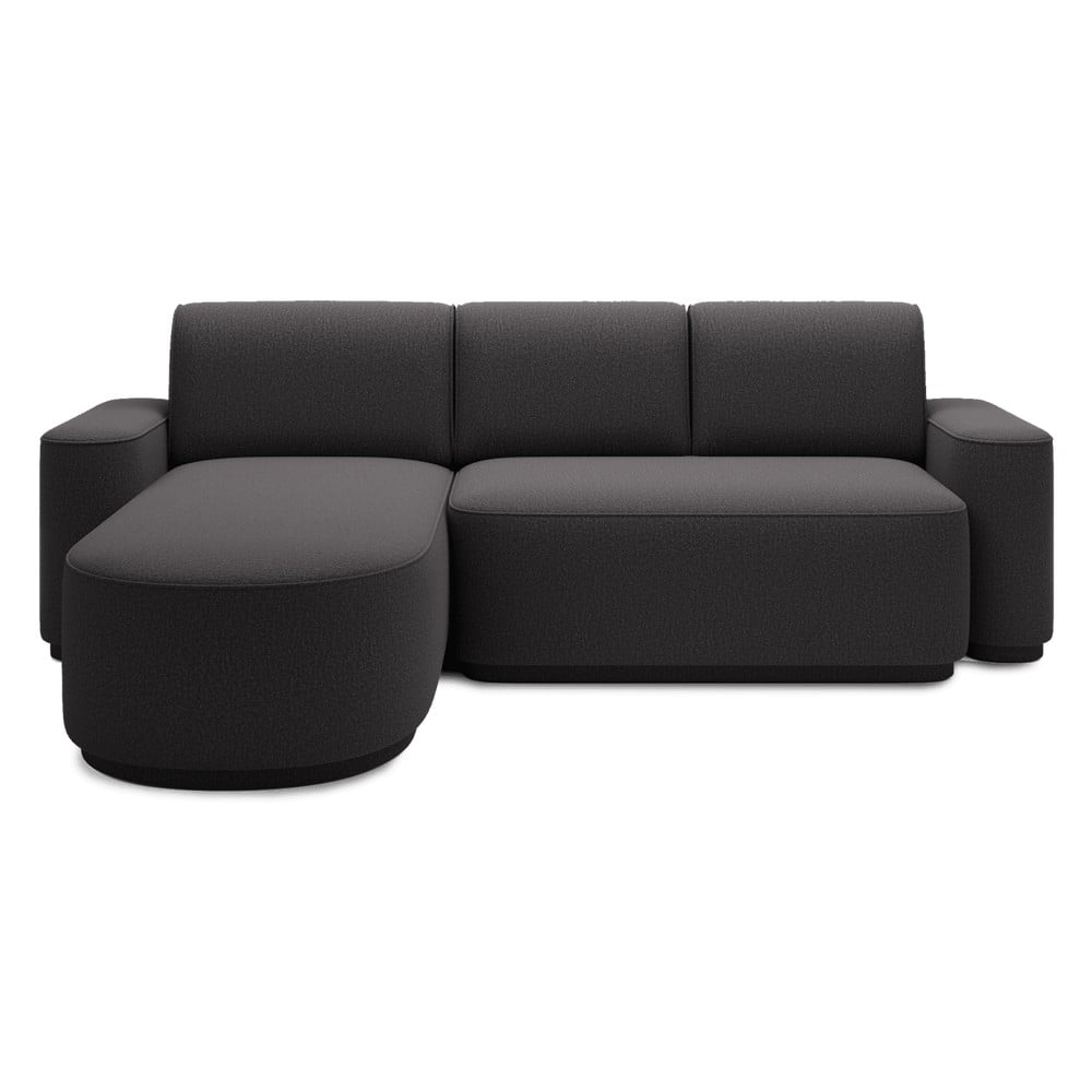 Sötétszürke zsenília kinyitható-tárolóhelyes sarokkanapé (bal oldali-heverő résszel) Aurumm – ELTAP