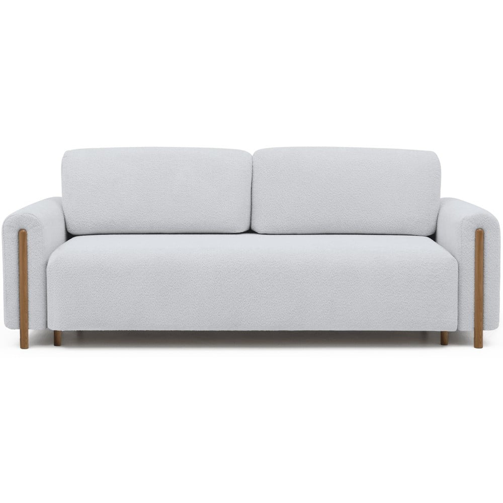 Szürke buklé kinyitható-tárolóhelyes kanapé 244 cm Arcadova – ELTAP