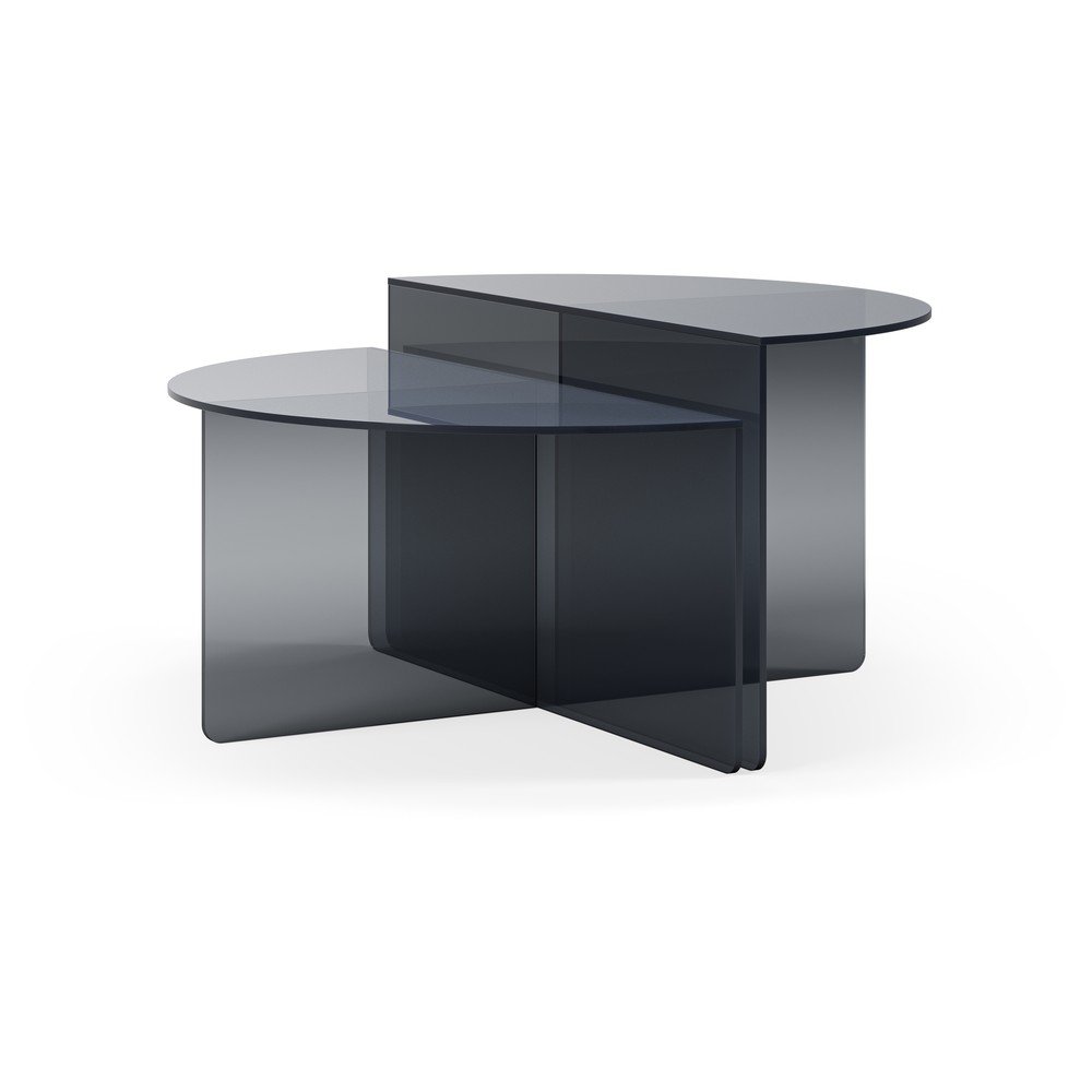 Szürke üveg kerek dohányzóasztal szett 2 db-os ø 80 cm Velta – MOME