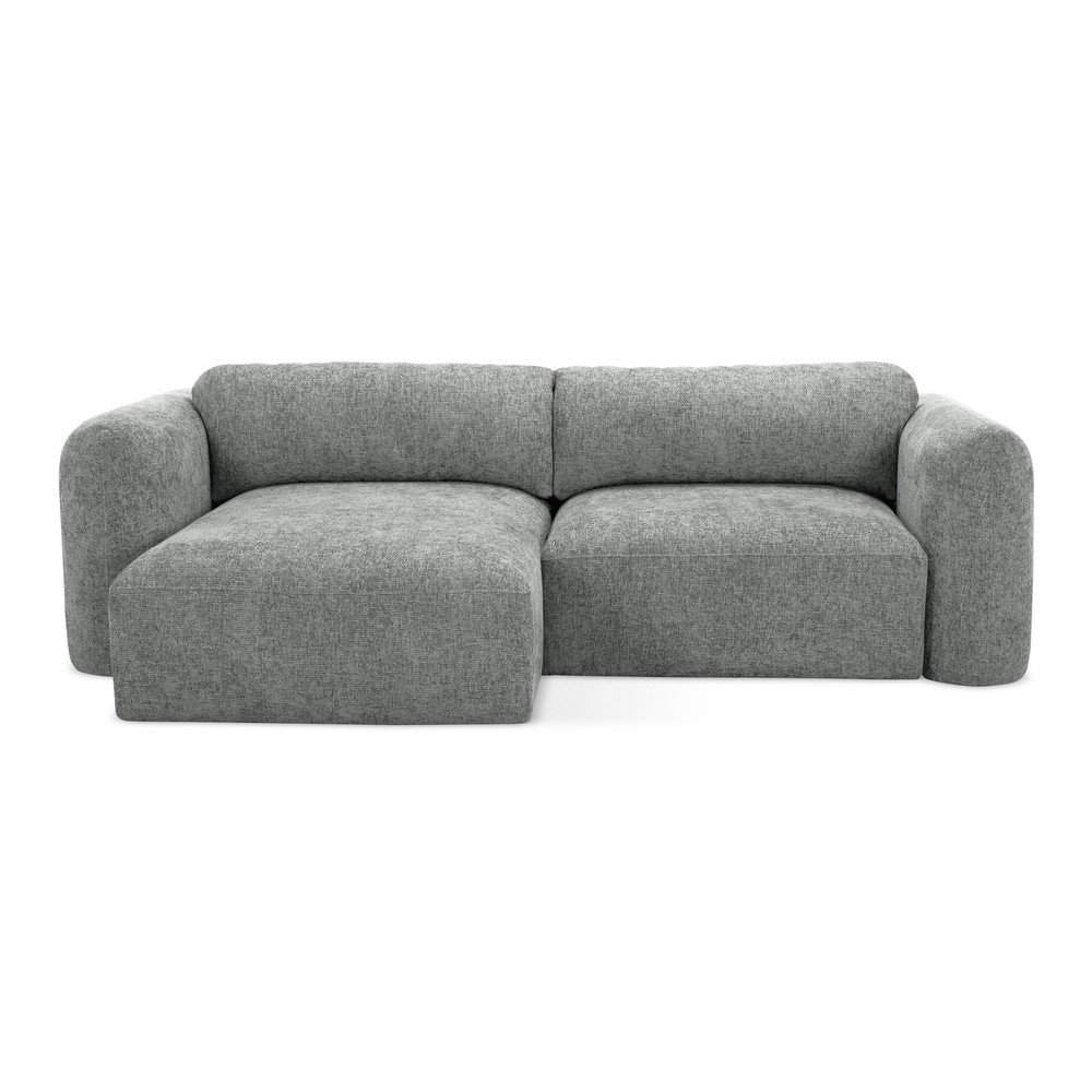 Szürke zsenília kinyitható-tárolóhelyes sarokkanapé (bal oldali-heverő résszel) Mele – Makamii