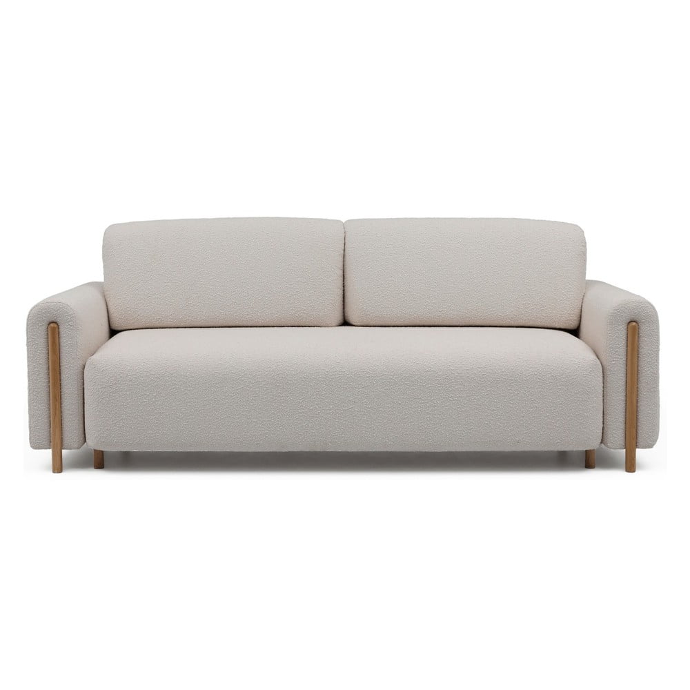 Szürkésbézs buklé kinyitható-tárolóhelyes kanapé 244 cm Arcadova – ELTAP