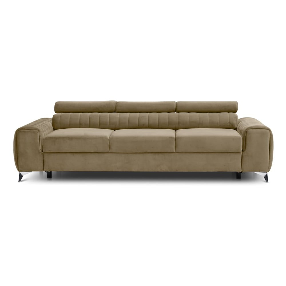 Világosbarna bársony kinyitható kanapé 261 cm Laurence – ELTAP