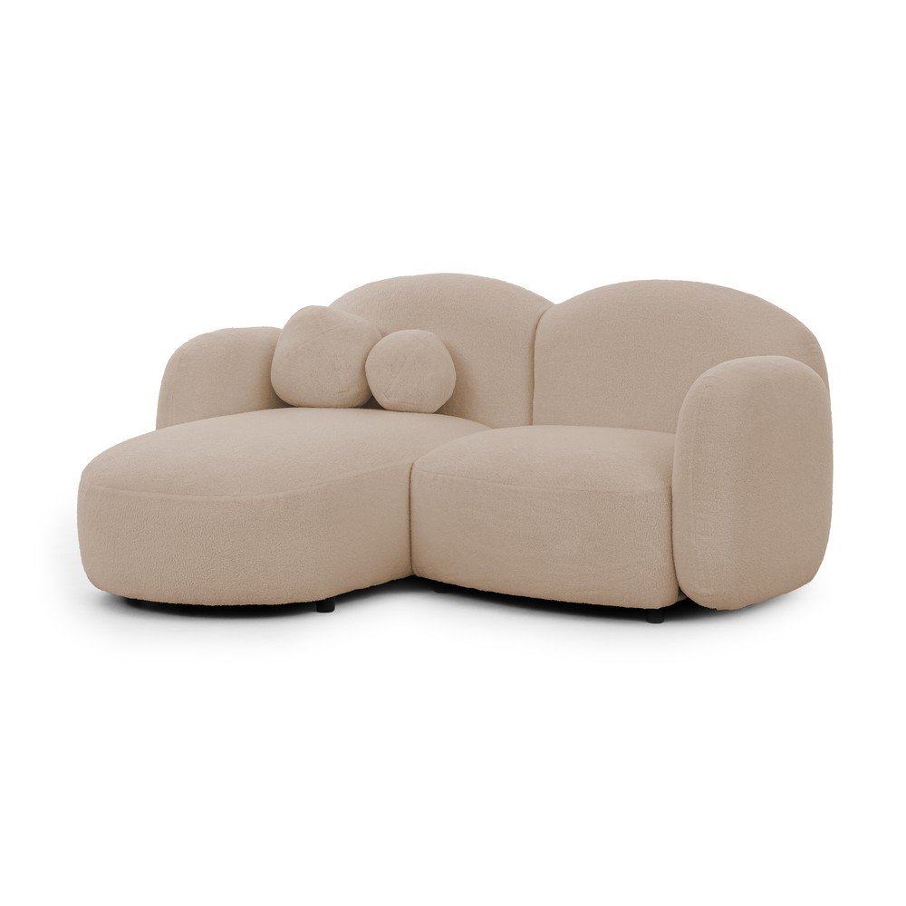 Világosbarna buklé sarokkanapé (bal oldali-heverő résszel) Orbit – Ropez
