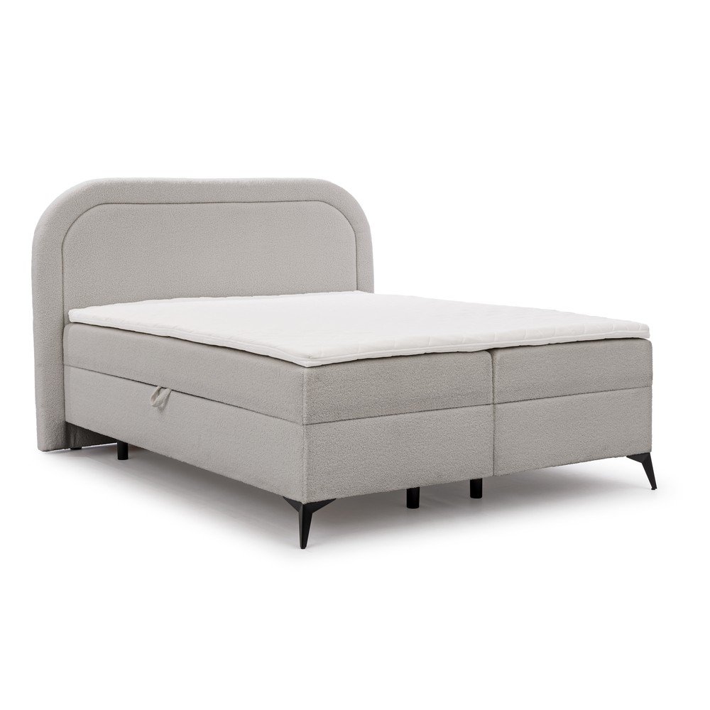 Világosszürke ágyneműtartós boxspring ágy 180x200 cm Ornes – Ropez