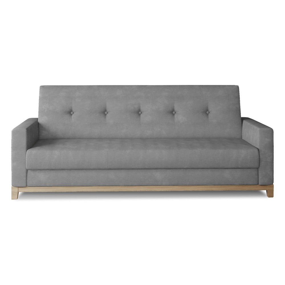 Világosszürke bársony kinyitható-tárolóhelyes kanapé 216 cm Selene – ELTAP