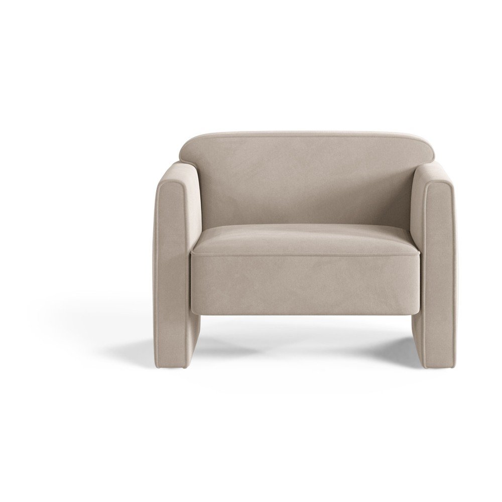 Bézs bársony fotel Abby – Micadoni