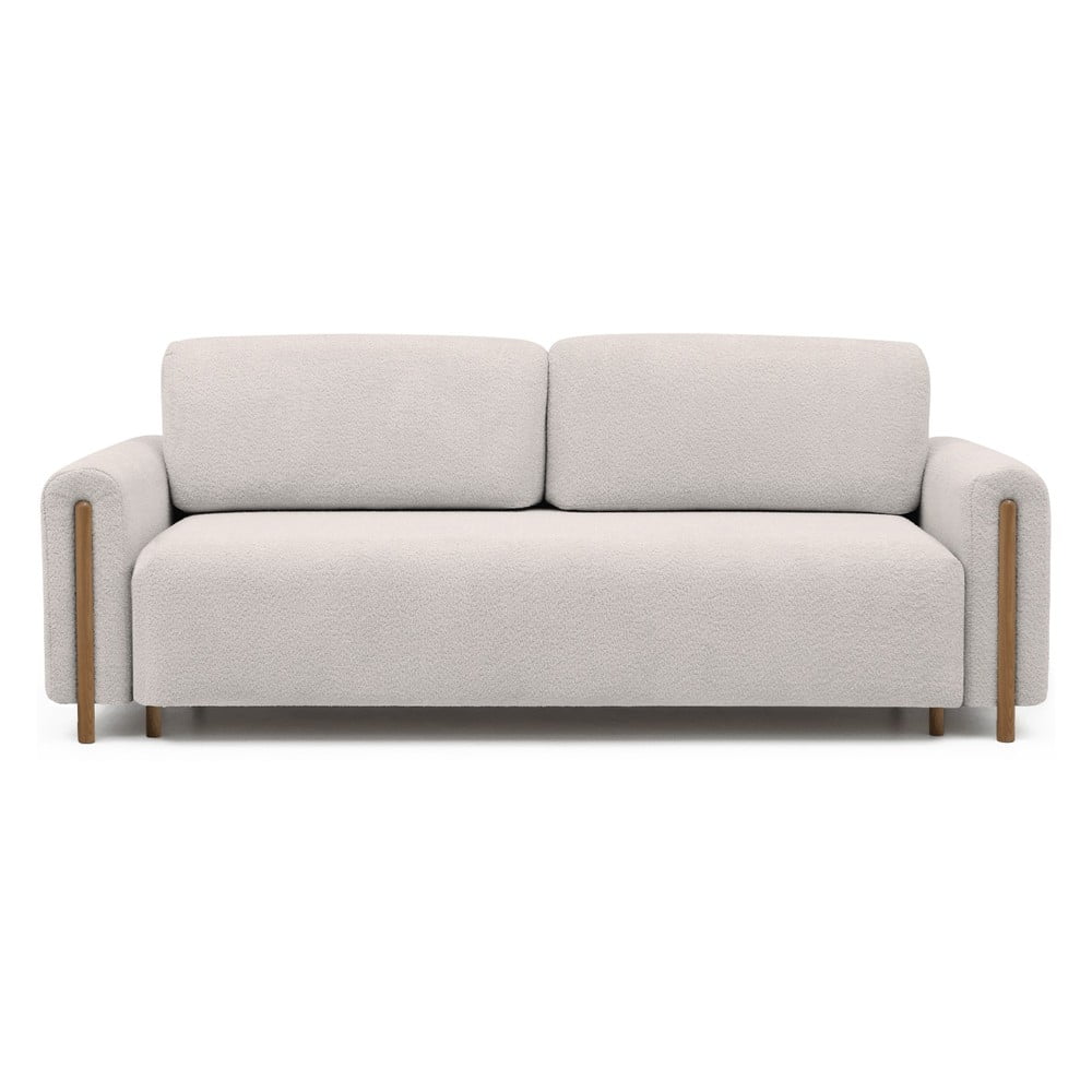 Bézs buklé kinyitható-tárolóhelyes kanapé 244 cm Arcadova – ELTAP