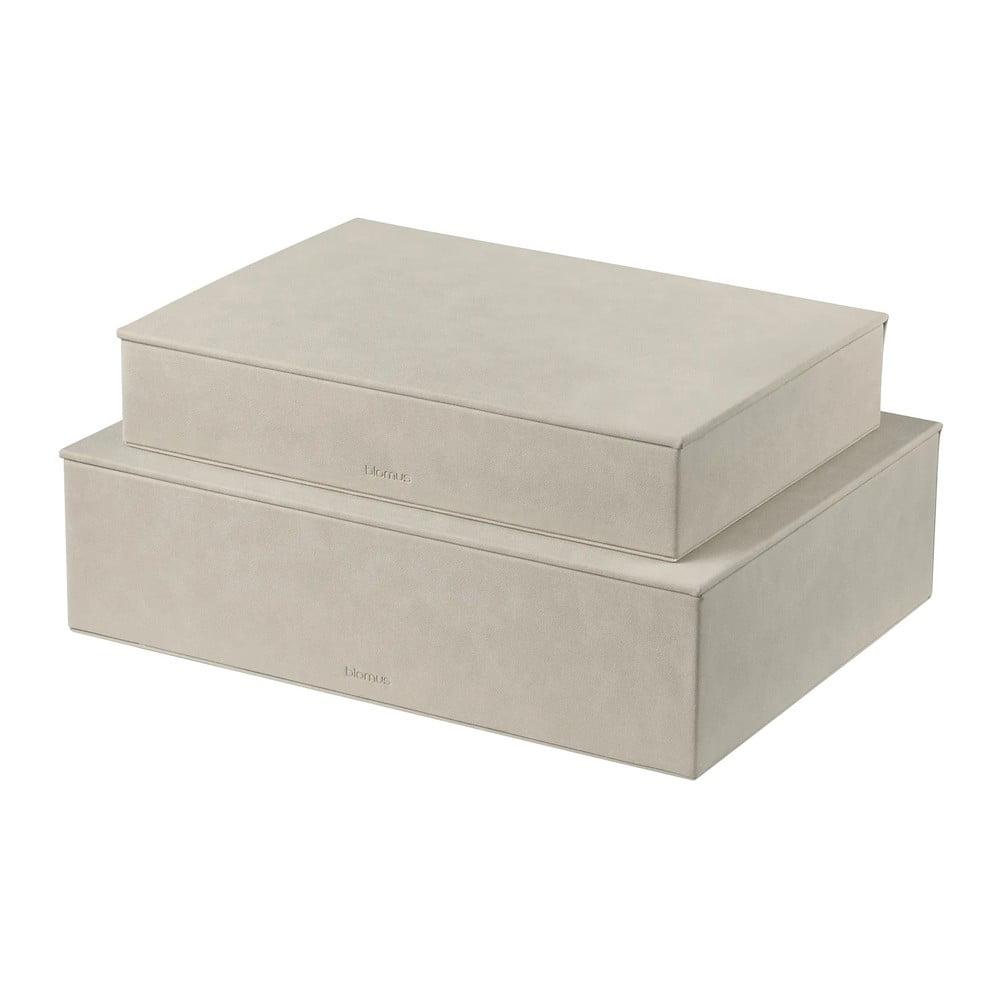 Bézs fedeles dekoratív műbőr tárolódoboz szett 2 db-os 40x30x11 cm Sahla – Blomus