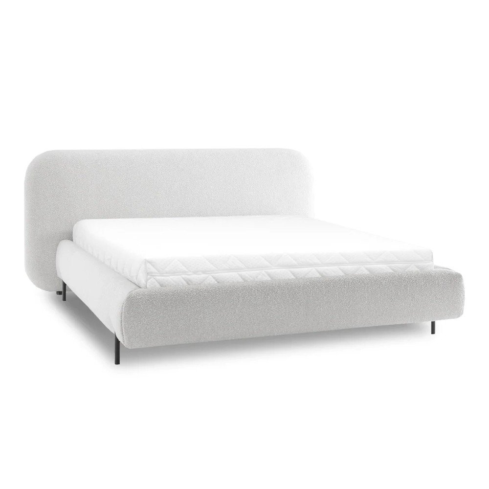 Bézs kárpitozott ágyneműtartós franciaágy ágyráccsal 180x200 cm Pointt – ELTAP