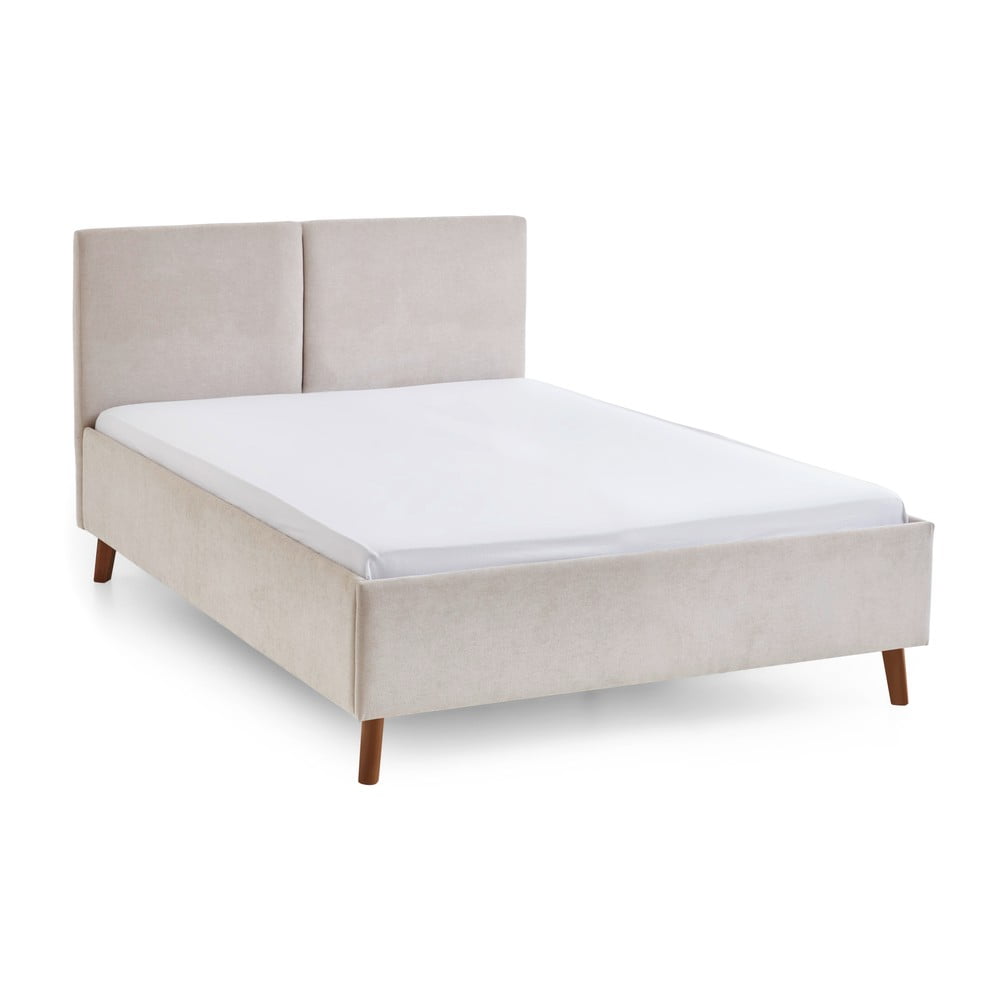 Bézs kárpitozott franciaágy ágyráccsal 140x200 cm Piano – Meise Möbel