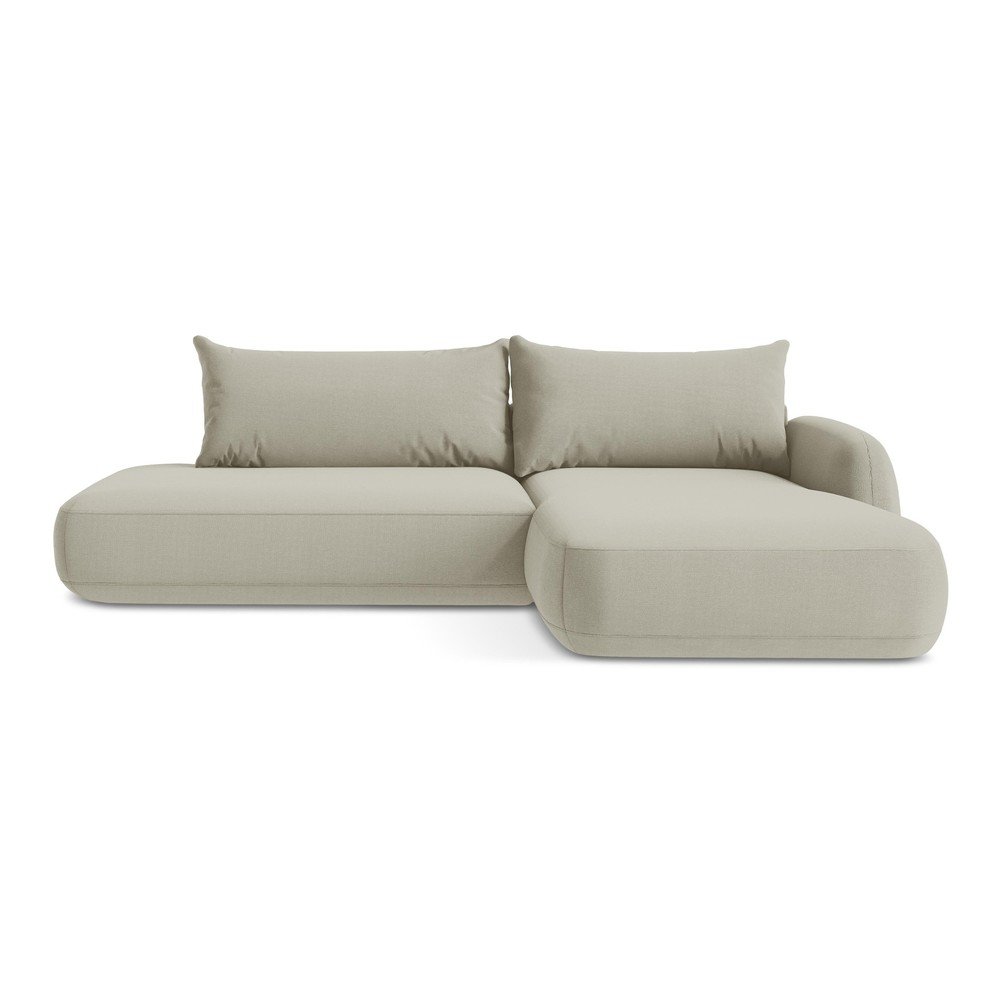 Bézs kinyitható sarokkanapé (jobb oldali-heverő résszel) Hale – Makamii