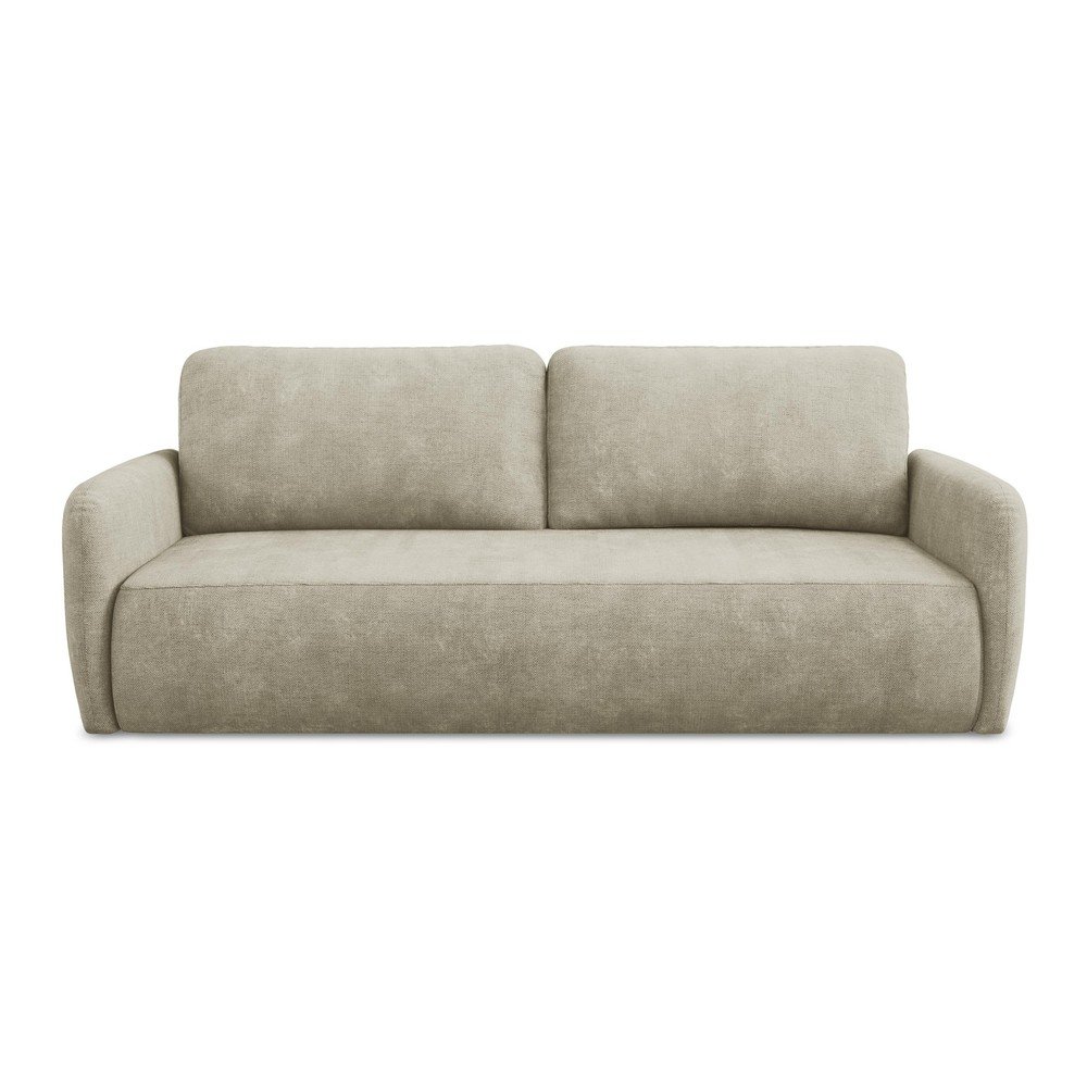 Bézs zsenília kinyitható-tárolóhelyes kanapé 218 cm Lilo – Makamii