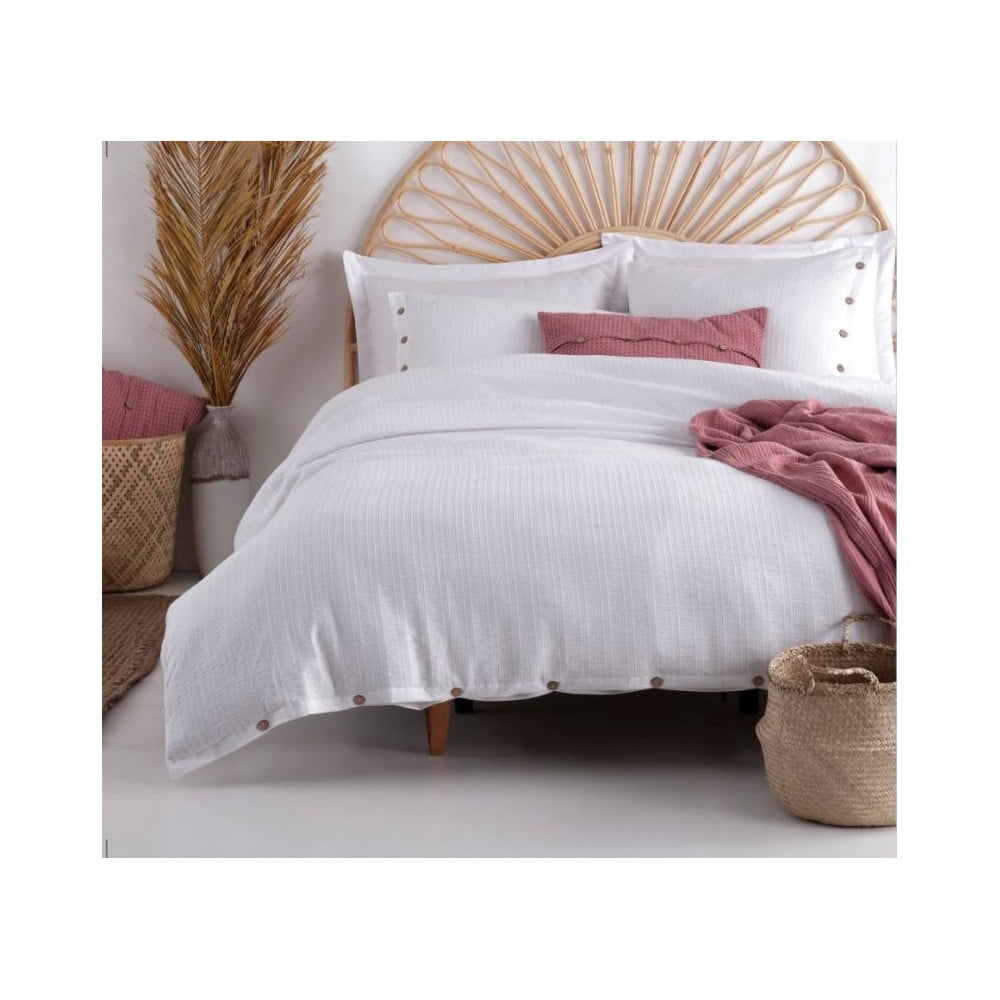 Fehér kétszemélyes-hosszabbított renforcé pamut ágyneműhuzat 240x220 cm Como Striped – Mila Home Luxury