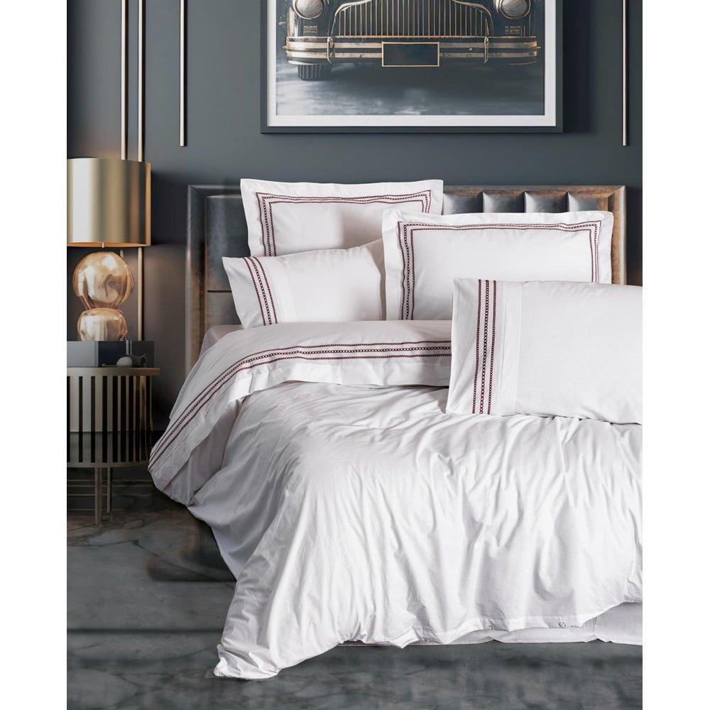 Fehér kétszemélyes-hosszabbított renforcé pamut ágyneműhuzat 240x220 cm Red Heritage Lines – Mila Home Luxury