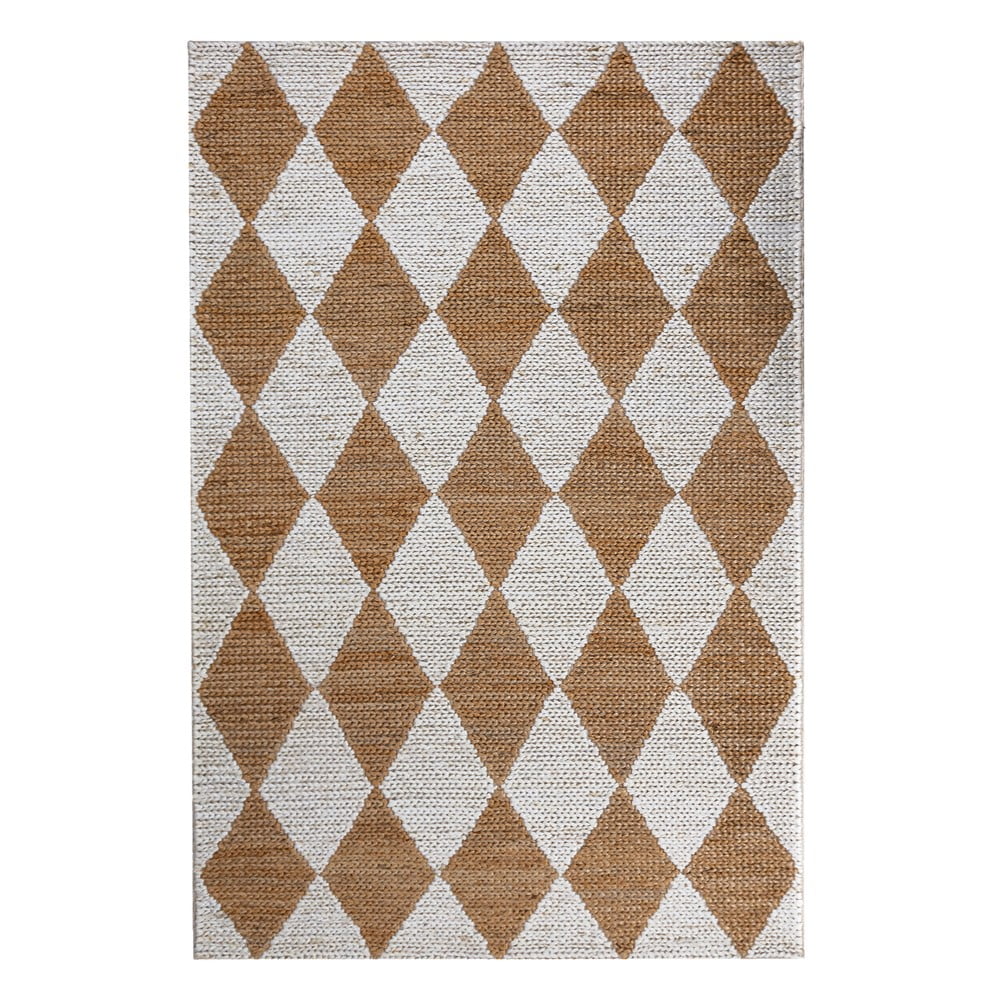 Fehér-natúr színű kézi szövésű jutakeverék futószőnyeg 60x230 cm Effie Diamond – Flair Rugs