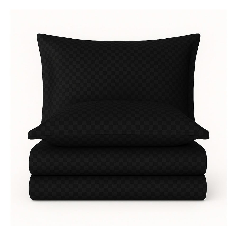 Fekete egyszemélyes renforcé pamut ágyneműhuzat 140x200 cm Checkered – Mila Home Luxury