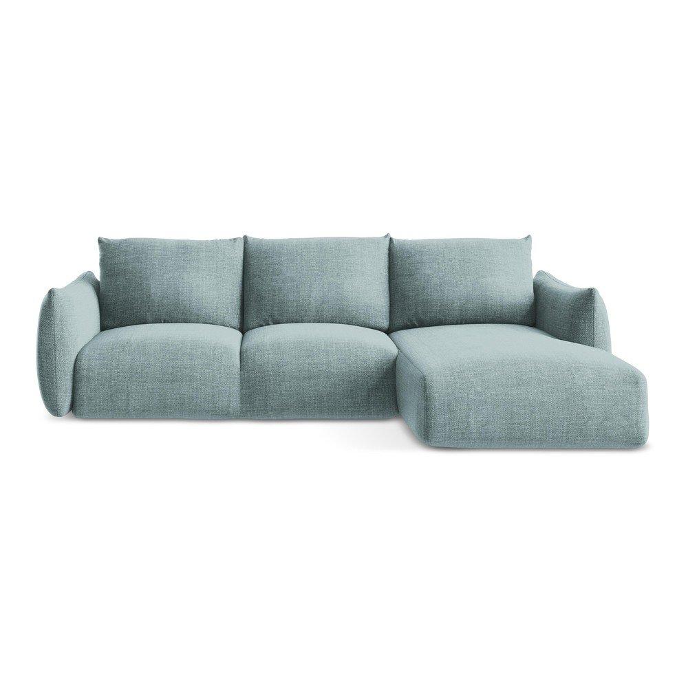 Kék kinyitható sarokkanapé (jobb oldali-heverő résszel) Leila – Makamii