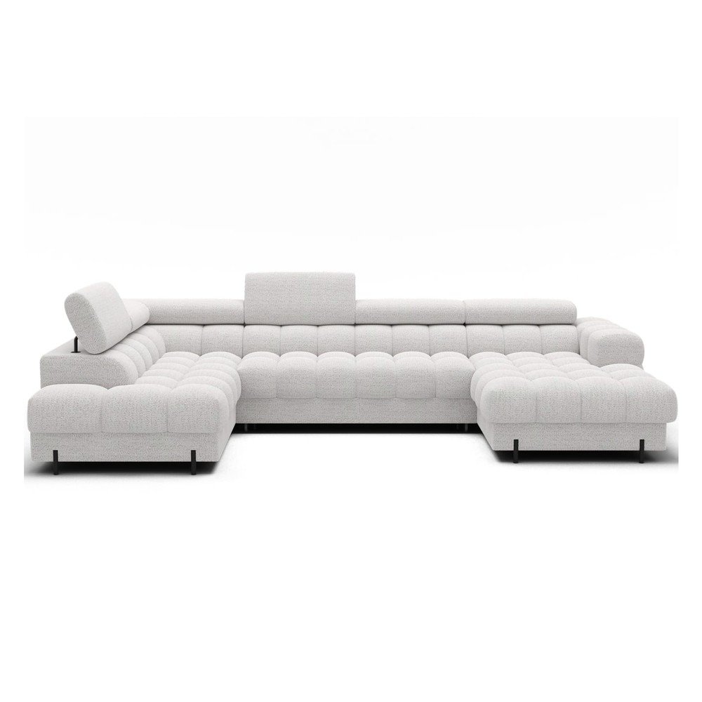 Krémszínű buklé kinyitható sarokkanapé (bal oldali-U alakú) Feraria – ELTAP