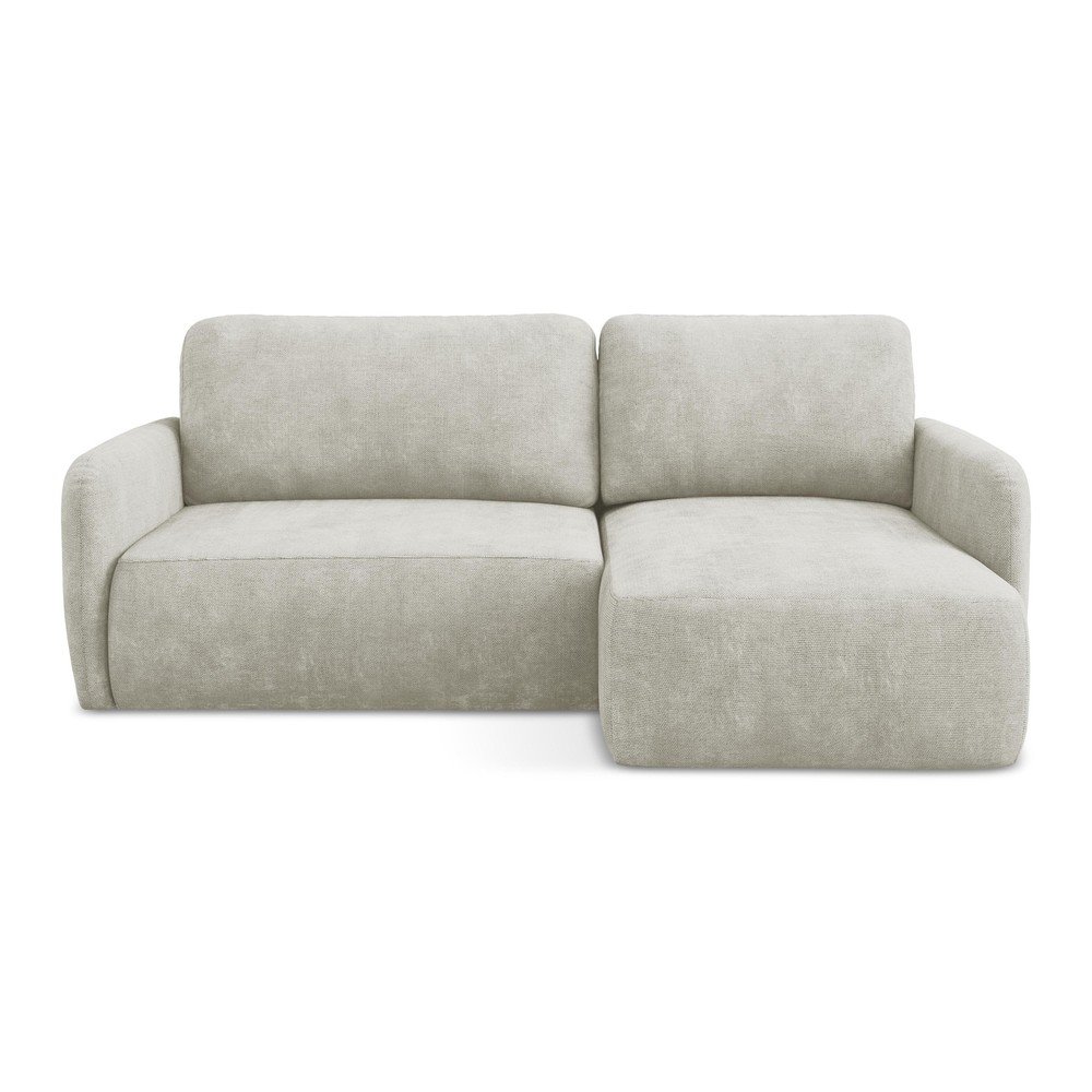 Krémszínű zsenília kinyitható-tárolóhelyes sarokkanapé (jobb oldali-heverő résszel) Lilo – Makamii