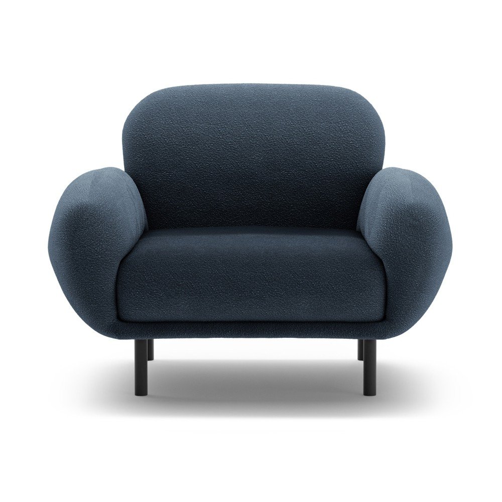 Sötétkék buklé fotel Poppy – Micadoni