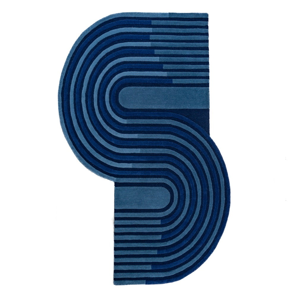 Sötétkék kézi szövésű gyapjú szőnyeg 120x180 cm Conway Retro – Flair Rugs