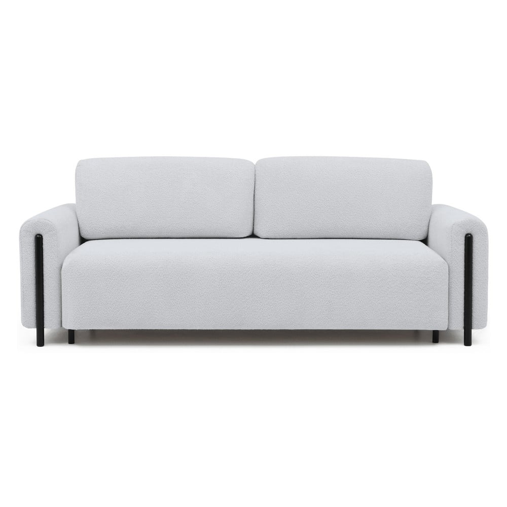 Szürke buklé kinyitható-tárolóhelyes kanapé 244 cm Arcadova – ELTAP
