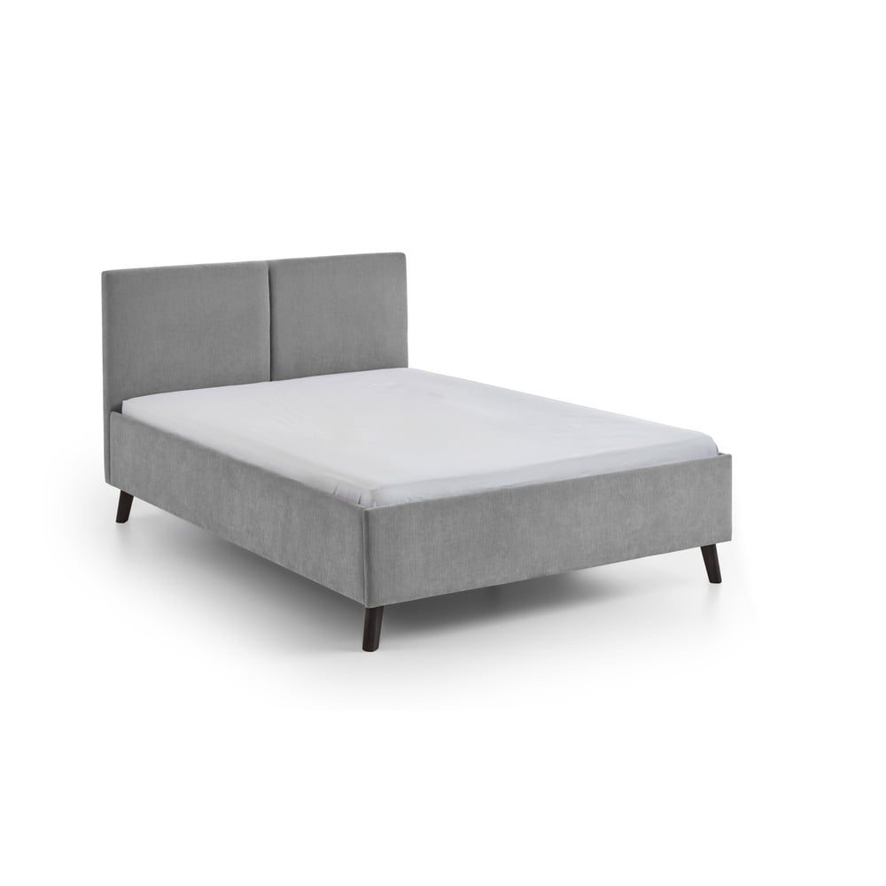 Szürke kárpitozott franciaágy ágyráccsal 140x200 cm Piano – Meise Möbel