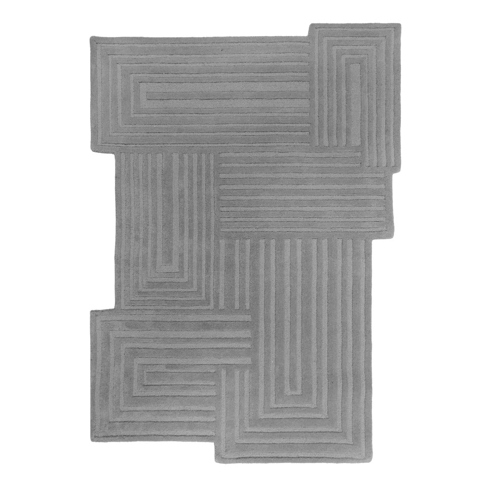 Szürke kézi szövésű gyapjú szőnyeg 200x290 cm Zen Rectangles – Flair Rugs
