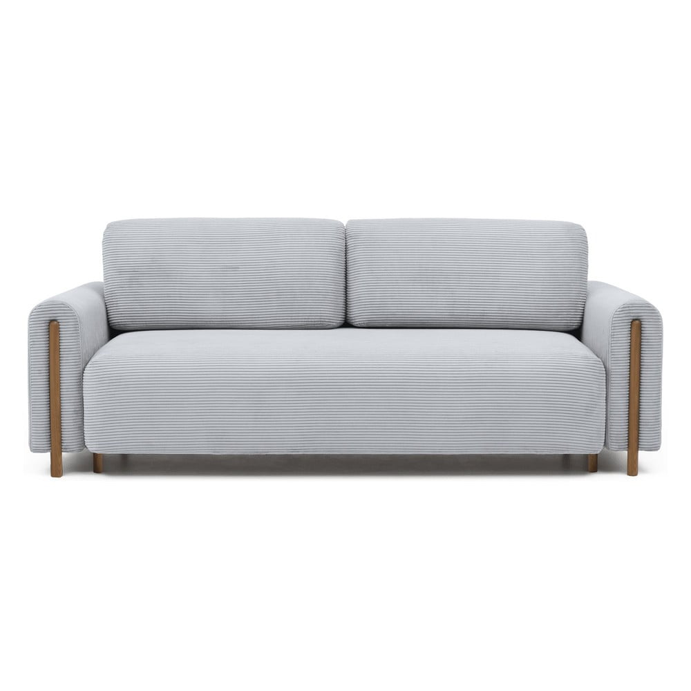 Szürke kordbársony kinyitható-tárolóhelyes kanapé 244 cm Arcadova – ELTAP