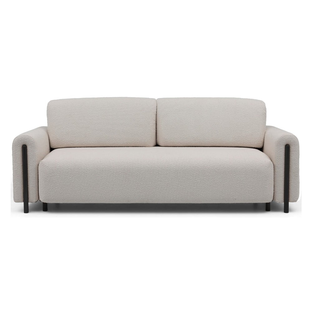 Szürkésbézs buklé kinyitható-tárolóhelyes kanapé 244 cm Arcadova – ELTAP