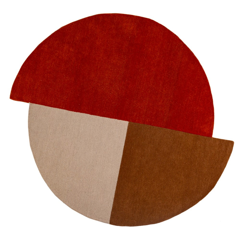 Téglavörös kézi szövésű gyapjú kerek szőnyeg ø 150 cm Mia Segment – Flair Rugs