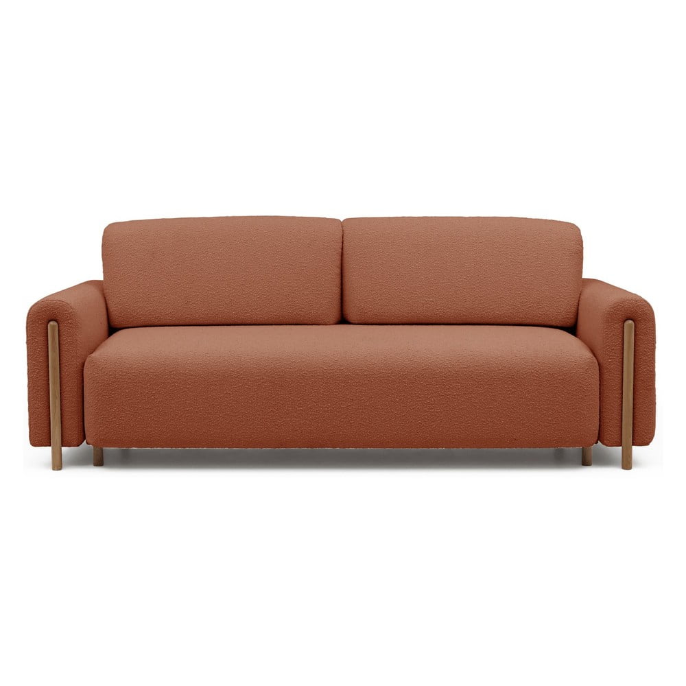 Terrakotta színű buklé kinyitható-tárolóhelyes kanapé 244 cm Arcadova – ELTAP