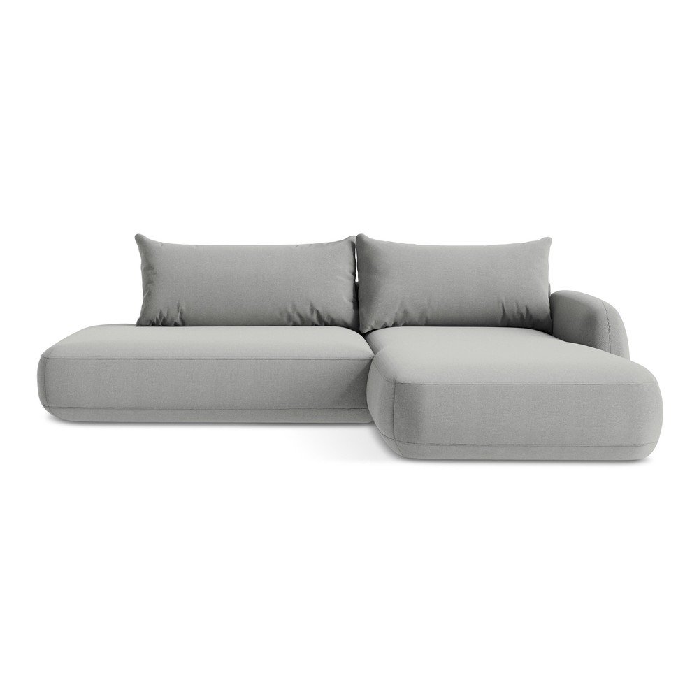 Világosszürke kinyitható sarokkanapé (jobb oldali-heverő résszel) Hale – Makamii