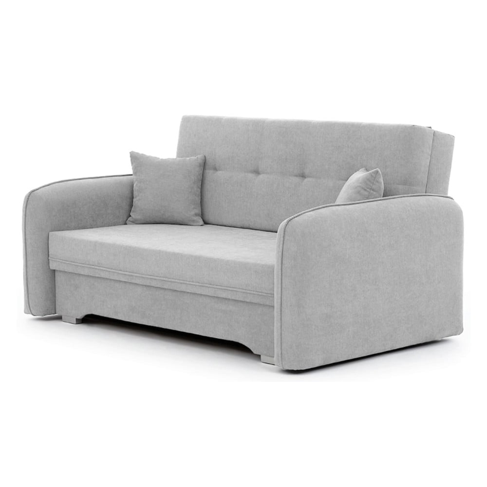 Világosszürke zsenília kinyitható-tárolóhelyes kanapé 155 cm Laine – ELTAP
