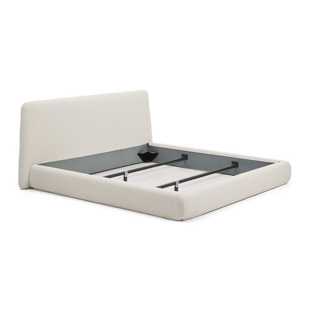 Bézs kárpitozott franciaágy ágyrács nélkül 180x200 cm Martina – Kave Home