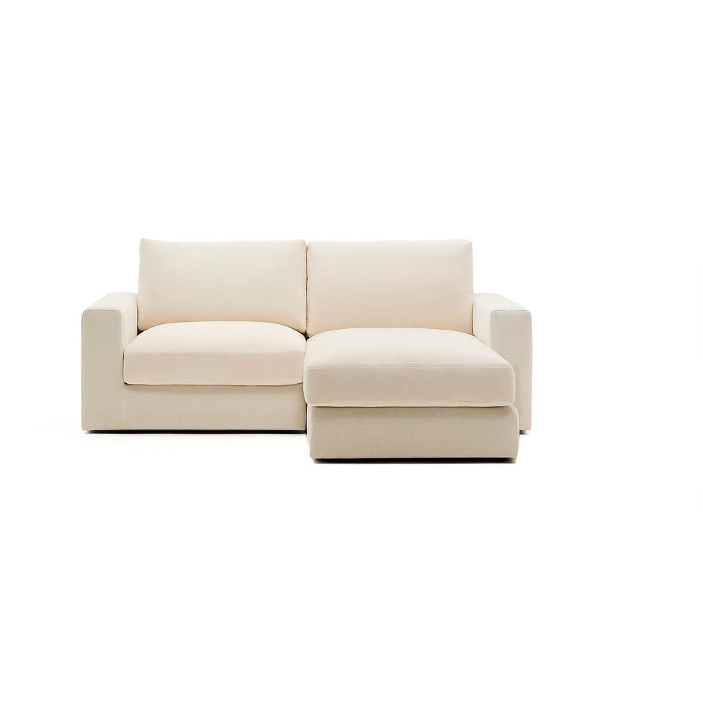 Bézs zsenília sarokkanapé (jobb oldali-heverő résszel) Alea – Kave Home