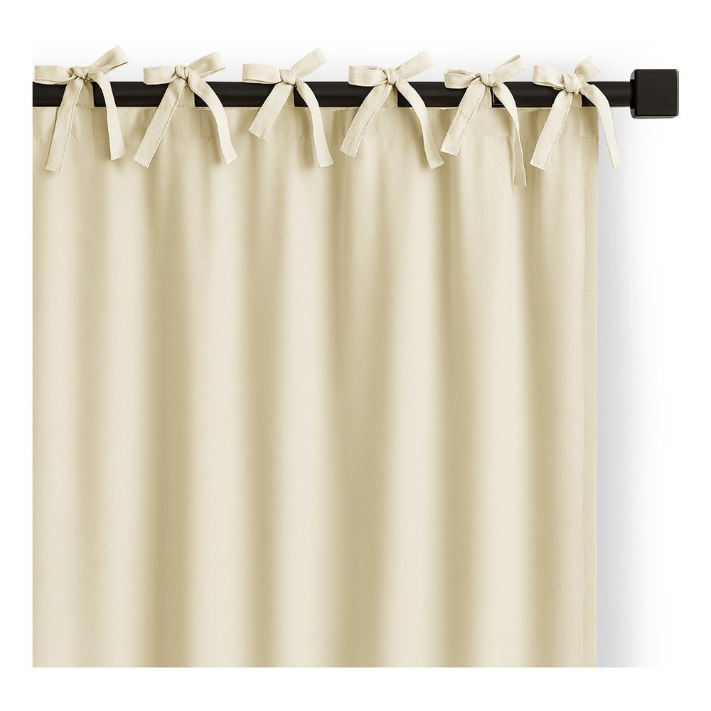 Elefántcsont színű dimout (részleges sötétítő) függöny 140x250 cm Carli Tie – Restilo