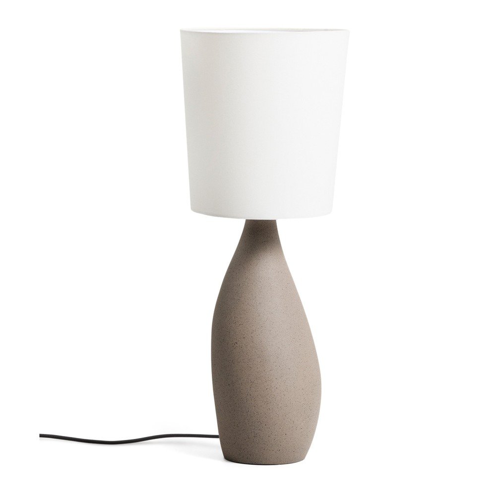 Fehér-világosszürke asztali lámpa textil búrával (magasság 77 cm) Viona – Kave Home