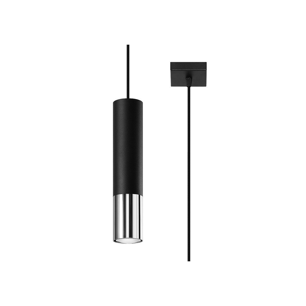 Fekete-ezüstszínű fém függőlámpa ø 8 cm Longbot – Sollux