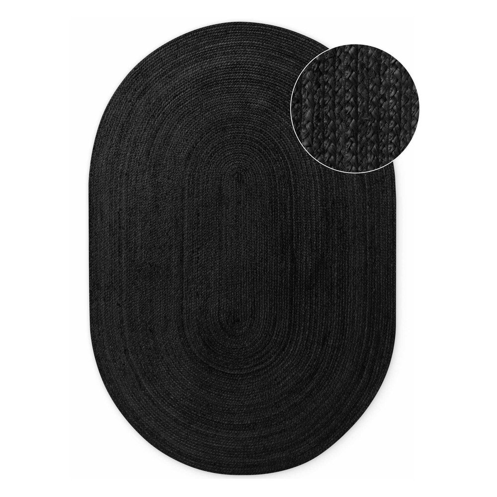 Fekete kétoldalas-kézi szövésű juta szőnyeg 160x230 cm Braided – Hanse Home