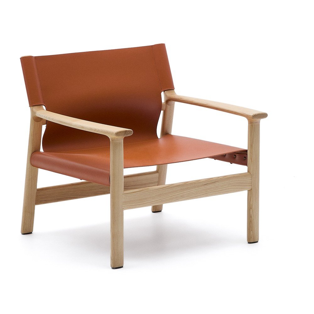 Konyakbarna bőr fotel Jan – Kave Home